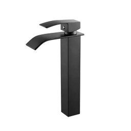 Torneira Banheiro Cascata Misturador Monocomando Alta Preto Black - 1