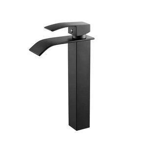 Torneira Banheiro Cascata Misturador Monocomando Alta Preto Black