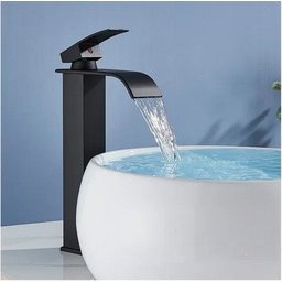 Torneira Banheiro Cascata Misturador Monocomando Alta Preto Black - 5