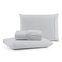 Ver imagem 1 de Jogo de Cama Lençol Egipicio King 3 Peças Micropercal 600 Fios Cinza Casa Show Enxovais