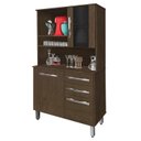 Ver imagem 1 de Armário Kit cozinha Kongo Moderno com vidro 3 gavetas + 2 portas cor Amêndoa amadeirado ultimas unid