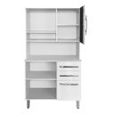Ver imagem 5 de Armário Kit cozinha Kongo Moderno com vidro 3 gavetas + 2 portas cor Amêndoa amadeirado ultimas unid