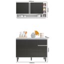 Ver imagem 4 de Balcão Gabinete de Cozinha e Armário Aéreo Vanessa Branco Cinza Escuro - Desk Design