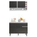 Ver imagem 2 de Balcão Gabinete de Cozinha e Armário Aéreo Vanessa Branco Cinza Escuro - Desk Design