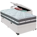Ver imagem 1 de Cama Box Baú Branco e Colchão Black Graphite Molas Ensacadas Solteiro 88x188x32 Anjos