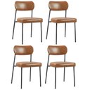 Ver imagem 1 de Cadeira Jantar Estofada Pé Metal Preto Kit 4 Lavy Sintético Amarula S08 - Mpozenato