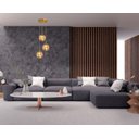 Ver imagem 3 de Pendente Moderno Dourado Globo Triplo P/ Sala Espaço Gourmet Arevo Iluminação Jabuticaba VIDRO ÂMBAR