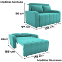 Ver imagem 3 de Sofa Cama 2 Lugares 138 Cm Amora Veludo Deluxe Sofistic Verde Milani Store