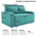 Ver imagem 4 de Sofa Cama 2 Lugares 138 Cm Amora Veludo Deluxe Sofistic Verde Milani Store