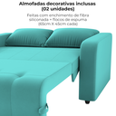 Ver imagem 5 de Sofa Cama 2 Lugares 138 Cm Amora Veludo Deluxe Sofistic Verde Milani Store