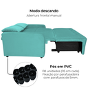 Ver imagem 6 de Sofa Cama 2 Lugares 138 Cm Amora Veludo Deluxe Sofistic Verde Milani Store