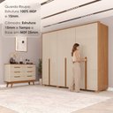 Ver imagem 6 de Conjunto Guarda-Roupa Casal 6 Portas 6 Gavetas Cômoda 8 Gavetas com Tampo MDF Lizz Off White/Cedro