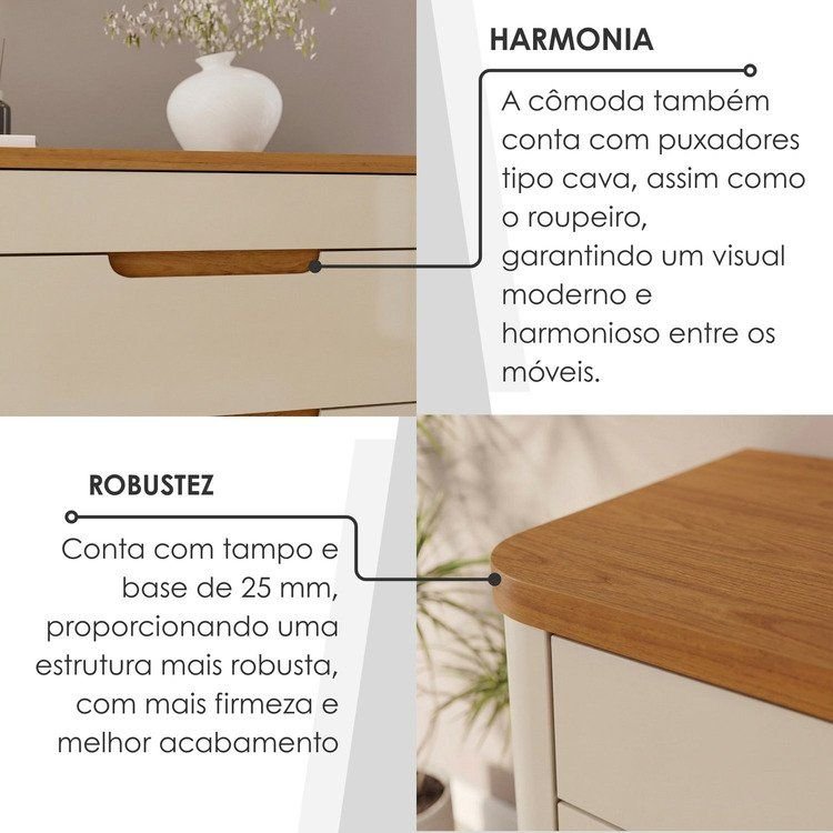 Conjunto Guarda-Roupa Casal 6 Portas 6 Gavetas Cômoda 8 Gavetas