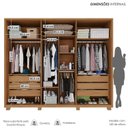 Ver imagem 3 de Conjunto Guarda-Roupa Casal 6 Portas 6 Gavetas Cômoda 8 Gavetas com Tampo MDF Lizz Off White/Cedro