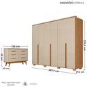 Ver imagem 5 de Conjunto Guarda-Roupa Casal 6 Portas 6 Gavetas Cômoda 8 Gavetas com Tampo MDF Lizz Off White/Cedro