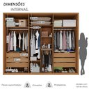 Ver imagem 5 de Conjunto Guarda-Roupa Casal 6 Portas 6 Gavetas Cômoda 8 Gavetas com Tampo MDF Lizz Off White/Cedro