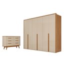 Ver imagem 2 de Conjunto Guarda-Roupa Casal 6 Portas 6 Gavetas Cômoda 8 Gavetas com Tampo MDF Lizz Off White/Cedro