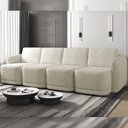 Ver imagem 1 de Sofá Cama Modulado Retrátil e Reclinável Decorativo Varsóvia 436cm Bouclê Bege G33 - Gran Belo