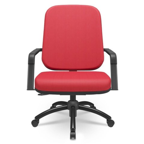 Cadeira de Escritório Giratória com Braço Preta Magno P03 Crepe Vermelho - Lyam Decor