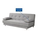 Ver imagem 5 de Sofá Cama 3 Lugares Casal Reclinável Suede com Almofadas Cinza