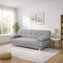 Ver imagem 1 de Sofá Cama 3 Lugares Casal Reclinável Suede com Almofadas Cinza