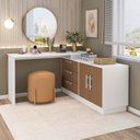 Ver imagem 1 de Cômoda com Penteadeira com 3 Gavetas e 2 Portas American Branco/com Freijó