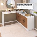 Ver imagem 4 de Cômoda com Penteadeira com 3 Gavetas e 2 Portas American Branco/com Freijó