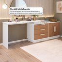 Ver imagem 5 de Cômoda com Penteadeira com 3 Gavetas e 2 Portas American Branco/com Freijó