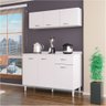 Kit Armário Aéreo e Balcão 120cm 3 Portas 1 Gaveta com Tampo Combo Branco - Poquema - 2
