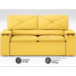 Sofá com Porta Copos Retrátil e Reclinável Pop 1,54m Velosuede Canario - Netsofas - 3