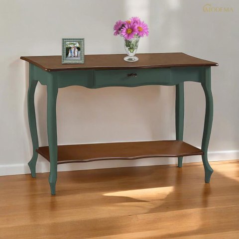 Aparador para Sala com Pés Luis Xv Gaveta e Prateleira 1019p Linz Móveis - Verde Musgo/imbuia