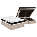 Ver imagem 1 de Cama Box Baú Queen: Colchão Espuma D45 Castor Black e White Air Double Face + Base CRC Suede Clean(1
