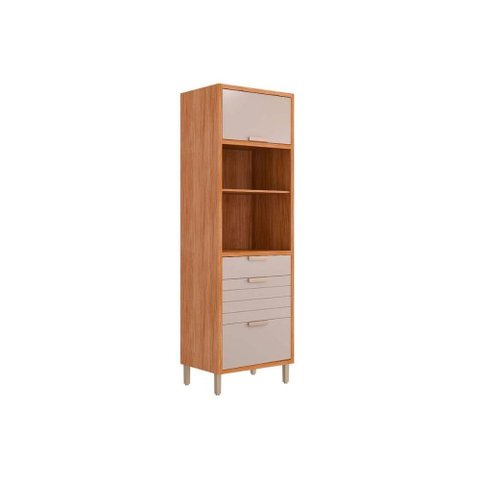 Torre Quente de Cozinha Paneleiro Eloise C/ 2 Portas Basculantes Riscadas 1 Nicho P/ Forno e 2