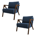 Ver imagem 1 de Kit 2 Poltronas Sala de Estar Madeira Maciça Mel Monique Assento Linho Azul