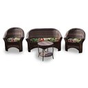 Ver imagem 1 de Conjunto de Sofá Fibra Sintética Bali - 1 Sofá 2L + 2 Poltronas + 1 Mesa Centro - Tecido Saquarema