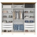 Ver imagem 3 de Guarda Roupa Casal Napoli Ripado 6 Portas Off White/nature com Espelho - Móveis Henn