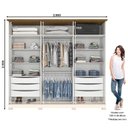 Ver imagem 3 de Guarda Roupa Casal Napoli Ripado 6 Portas Off White/nature com Espelho - Móveis Henn