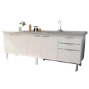 Ver imagem 1 de Gabinete de Cozinha Armário Pia 3 Gavetas e 4 Portas 194cm:branco