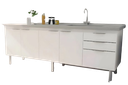 Ver imagem 1 de Gabinete de Cozinha Armário Pia 3 Gavetas e 4 Portas 194cm:branco