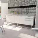 Ver imagem 3 de Gabinete de Cozinha Armário Pia 3 Gavetas e 4 Portas 194cm:branco