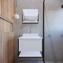 Ver imagem 1 de Kit Espelheira+balcao Ariel Branco 600x470x450 (ec) - Gabinetto