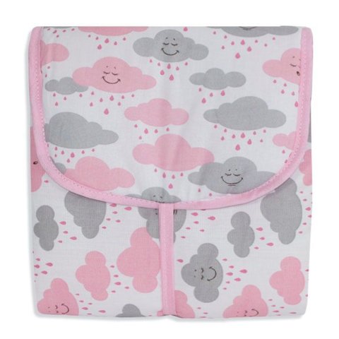 Trocador Portátil C/ Bolsos Internos - Nuvem Rosa
