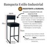 Kit 3 Banqueta Banco Estilo Industrial para Balcão Moderna Preto - 2