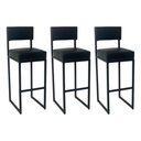 Ver imagem 1 de Kit 3 Banqueta Banco Estilo Industrial para Balcão Moderna Preto