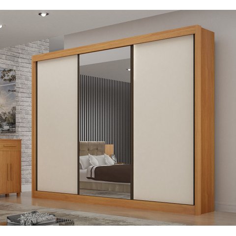 Guarda Roupa Casal com Espelho 3 Portas Milano - Arbo Design