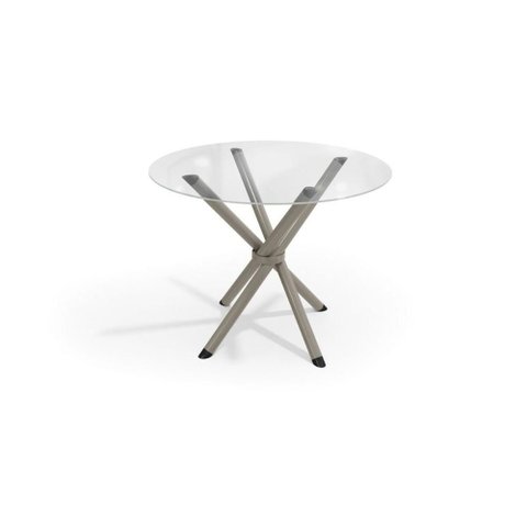 Mesa de Sala Jantar Volga C/ Tampo de Vidro Redondo 95cm Niquel - Kappesberg