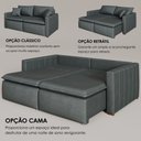 Ver imagem 4 de Sofá Cama Retrátil em Madeira Eucalipto e Veludo 210cm Uruguai