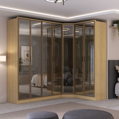 Roupeiro Modulado Ravi Mdf 243,5x232,2cm 7 Portas Reflecta Olmo 1110