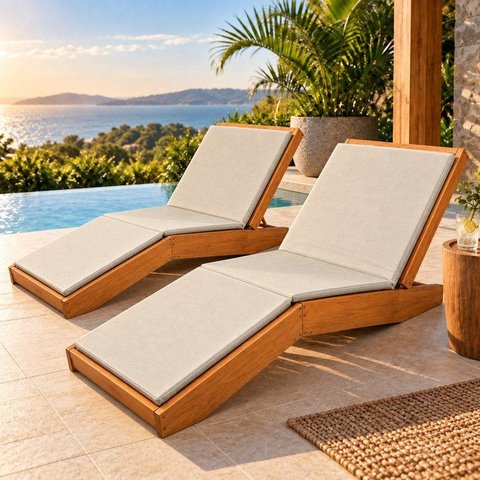 Conjunto 2 Espreguiçadeiras e Poltronas Dobráveis Madeira Maciça Mawi Yescasa Marrom/Nogueira
