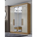 Ver imagem 1 de Guarda Roupa Solteiro com Espelho 4 Portas 3 Gavetas Sevilha-cumaru-fendi Móveis Novo Horizonte